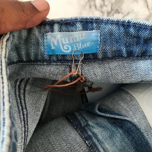 Show Me Your MuMu Toledo Tear Drop Shorts Two Tone Striped Denim Shorts 26 NWT - Picture 5 of 12